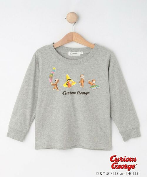 Dessin/デッサン 【おさるのジョージコラボ】ロングスリーブTシャツ グレー(012) 10(100cm) Dessin/デッサン 【おさるのジョージコラボ】ロングスリーブTシャツ グレー(012) 10(100cm)