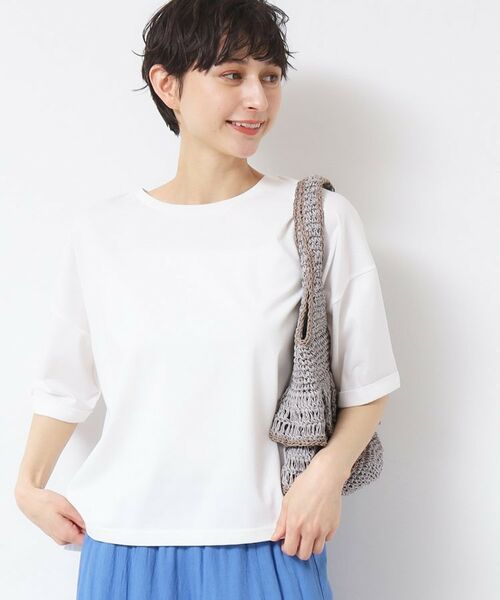 Dessin / デッサン Tシャツ | 【二の腕カバー/接触冷感/UV】ロールアップスリーブTシャツ(XS~L)(ホワイト(002))