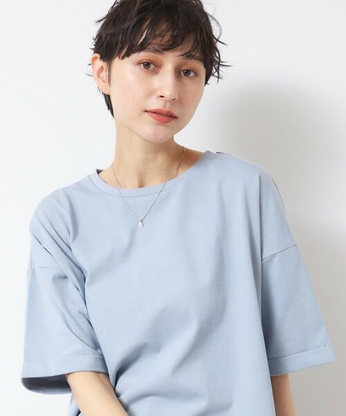 Dessin / デッサン Tシャツ | 【二の腕カバー/接触冷感/UV】ロールアップスリーブTシャツ(XS~L)(ブルー(091))