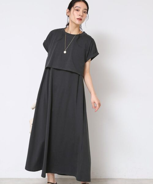 Dessin / デッサン セットアップ | 【2点セット・洗える】テントラインジャージワンピース(チャコールグレー(014))