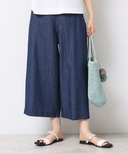 Dessin / デッサン ショート・ハーフ・半端丈パンツ | 【洗える・4サイズ展開】リネンブレンドクロップド丈マリンパンツ(ネイビー(094))