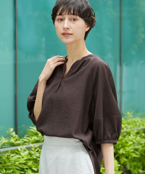 スキッパーシャツブラウス/洗える 7color/S-LLsize》バックシャンスキッパーブラウス【洗濯機洗い