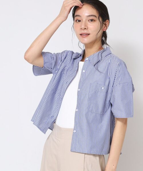 Dessin / デッサン シャツ・ブラウス | 【洗える】クロップド丈シャツ(XS~L)(ネイビー(396))