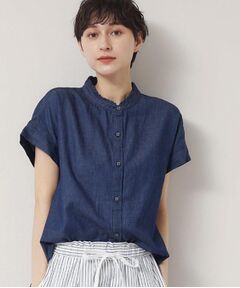 Dessin / デッサン シャツ・ブラウス | 【洗える】リネンブレンドデニムフリルシャツ