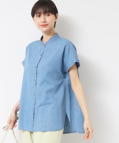 Dessin / デッサン シャツ・ブラウス | 【洗える】リネンブレンドデニムフリルシャツ | 詳細10