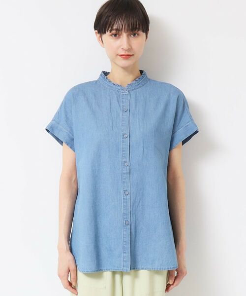 Dessin / デッサン シャツ・ブラウス | 【洗える】リネンブレンドデニムフリルシャツ | 詳細13