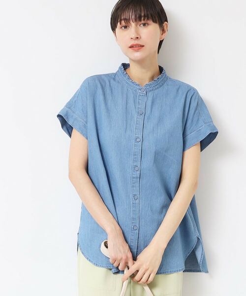 Dessin / デッサン シャツ・ブラウス | 【洗える】リネンブレンドデニムフリルシャツ | 詳細9