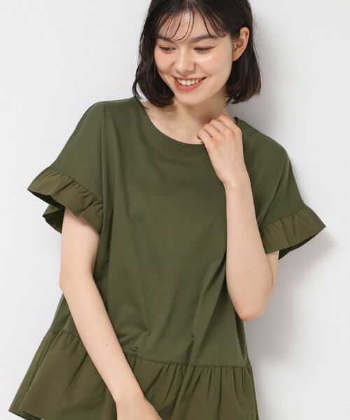 Dessin / デッサン カットソー | ◆【洗える】ラッフルドッキングカットソー(オリーブグリーン(026))