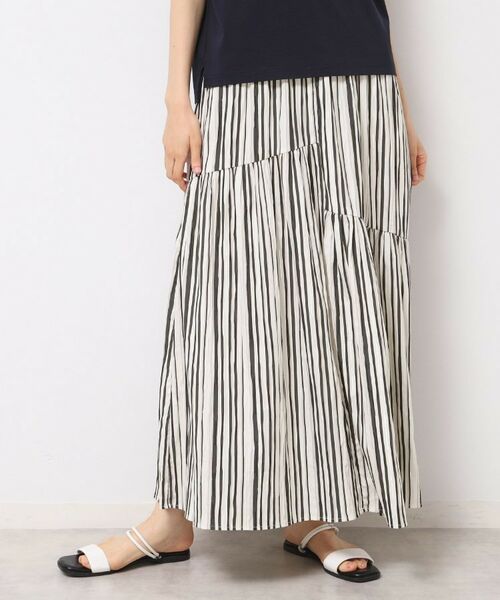 Dessin / デッサン ロング・マキシ丈スカート | ◆【ウエストゴム・洗える】ストライプ柄切り替えスカート | 詳細1