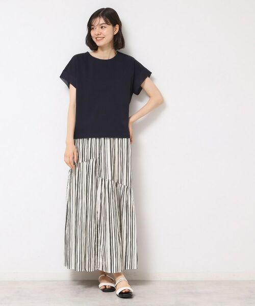 Dessin / デッサン ロング・マキシ丈スカート | ◆【ウエストゴム・洗える】ストライプ柄切り替えスカート | 詳細2