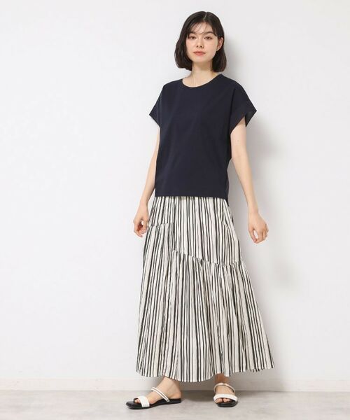 Dessin / デッサン ロング・マキシ丈スカート | ◆【ウエストゴム・洗える】ストライプ柄切り替えスカート | 詳細3