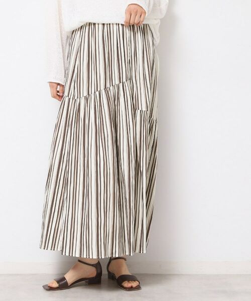 Dessin / デッサン ロング・マキシ丈スカート | ◆【ウエストゴム・洗える】ストライプ柄切り替えスカート | 詳細6
