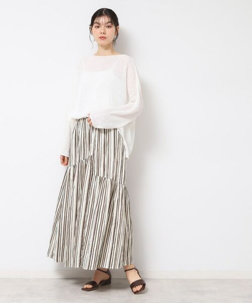 Dessin / デッサン ロング・マキシ丈スカート | ◆【ウエストゴム・洗える】ストライプ柄切り替えスカート | 詳細8