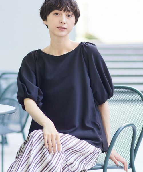 Dessin / デッサン シャツ・ブラウス | 【洗える】バッグギャザー入り五分袖ボリュームブラウス(ブラック(019))