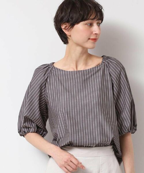 Dessin / デッサン シャツ・ブラウス | 【洗える】バッグギャザー入り五分袖ボリュームブラウス(ブラウン(344))