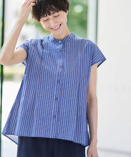 Dessin / デッサン シャツ・ブラウス | 【洗える】フレンチスリーブフレアーブラウス(XS~L)(ブルー(393))