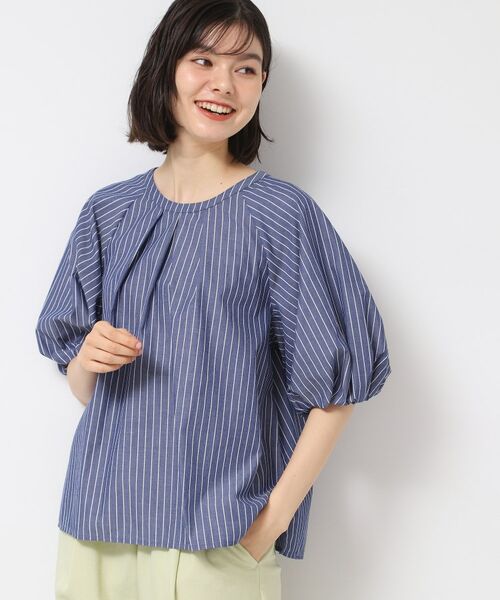 Dessin / デッサン シャツ・ブラウス | 【洗える】ギャザー入りバルーンスリーブブラウス(ブルー(393))
