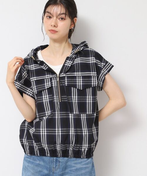 Dessin / デッサン シャツ・ブラウス | 【洗える】ハーフジップフーディーシャツ(ブルー(293))