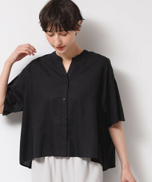 Dessin / デッサン シャツ・ブラウス | 【二の腕カバー・洗える】リネンブレンド袖切り替えブラウス | 詳細1