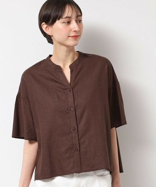 Dessin / デッサン シャツ・ブラウス | 【二の腕カバー・洗える】リネンブレンド袖切り替えブラウス | 詳細10