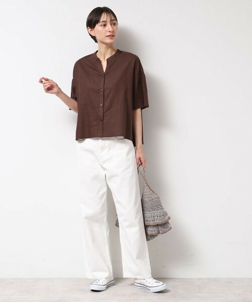 Dessin / デッサン シャツ・ブラウス | 【二の腕カバー・洗える】リネンブレンド袖切り替えブラウス | 詳細11