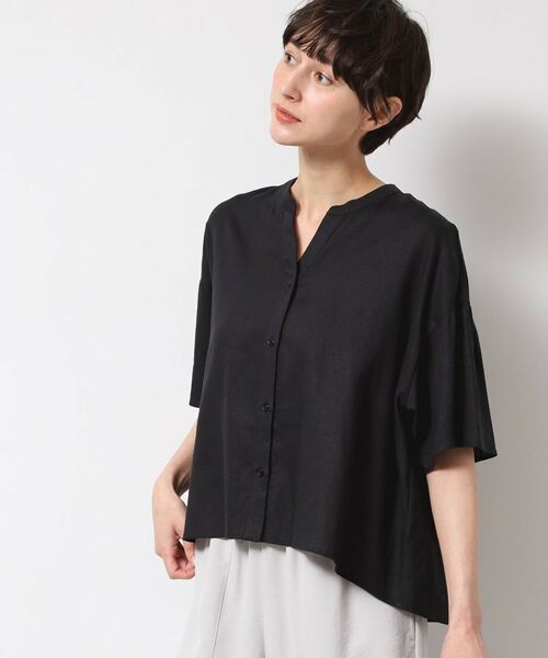 Dessin / デッサン シャツ・ブラウス | 【二の腕カバー・洗える】リネンブレンド袖切り替えブラウス | 詳細2