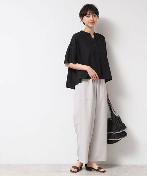 Dessin / デッサン シャツ・ブラウス | 【二の腕カバー・洗える】リネンブレンド袖切り替えブラウス | 詳細3