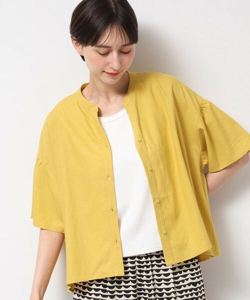 Dessin / デッサン シャツ・ブラウス | 【二の腕カバー・洗える】リネンブレンド袖切り替えブラウス | 詳細5