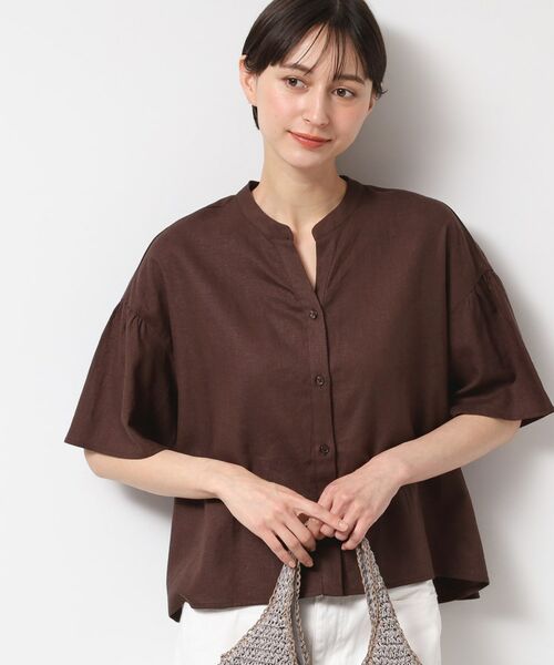 Dessin / デッサン シャツ・ブラウス | 【二の腕カバー・洗える】リネンブレンド袖切り替えブラウス | 詳細9