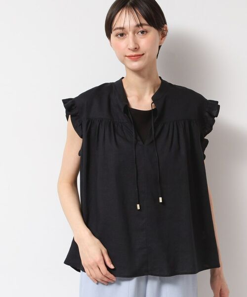 Dessin / デッサン シャツ・ブラウス | 【洗える】レーヨン麻フリルスリーブブラウス | 詳細1