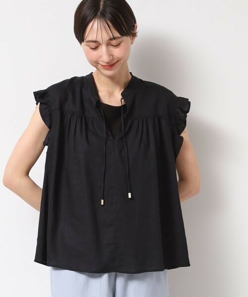 Dessin / デッサン シャツ・ブラウス | 【洗える】レーヨン麻フリルスリーブブラウス | 詳細2