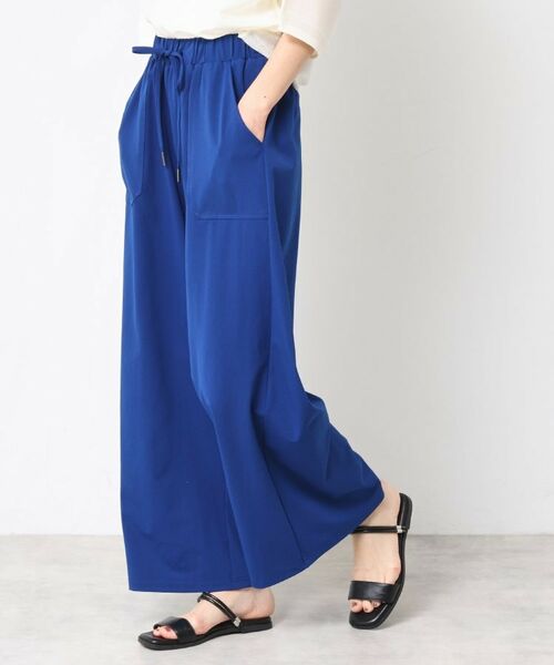 Dessin / デッサン パンツ | 【ウエストゴム・洗える】ストレッチワイドパンツ(ブルー(093))