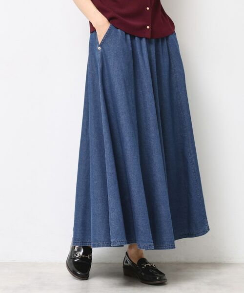 Dessin / デッサン ロング・マキシ丈スカート | 【ウエストゴム・洗える】ライトオンスデニムフレアスカート | 詳細2