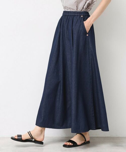 Dessin / デッサン ロング・マキシ丈スカート | 【ウエストゴム・洗える】ライトオンスデニムフレアスカート | 詳細5