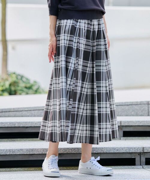 Dessin / デッサン ロング・マキシ丈スカート | 【ウエストゴム/洗える】映えチェック柄スカート（XS~L） | 詳細15