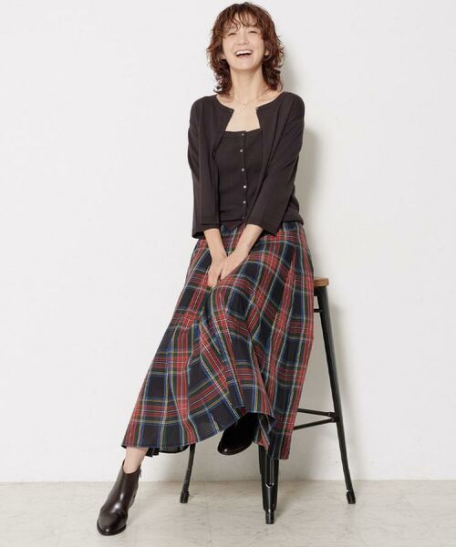 Dessin / デッサン ロング・マキシ丈スカート | 【ウエストゴム/洗える】映えチェック柄スカート（XS~L） | 詳細6