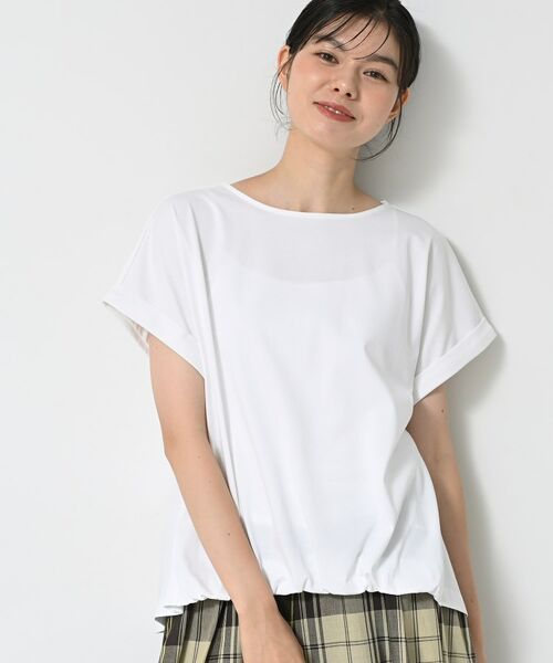 Dessin / デッサン カットソー | 【二の腕カバー/UVカット】ロールアップスリーブ裾ギャザーカットソー | 詳細1