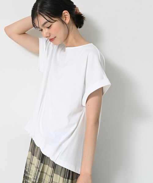 Dessin / デッサン カットソー | 【二の腕カバー/UVカット】ロールアップスリーブ裾ギャザーカットソー | 詳細2