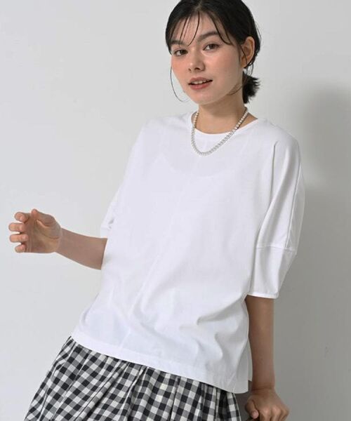 Dessin / デッサン カットソー | 【二の腕カバー/UVカット】ランタンスリーブカットソー(ホワイト(001))
