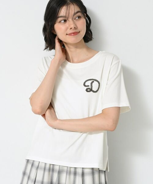 Dessin / デッサン Tシャツ | 【洗える】チュール刺繍Tシャツ(ホワイト(002))