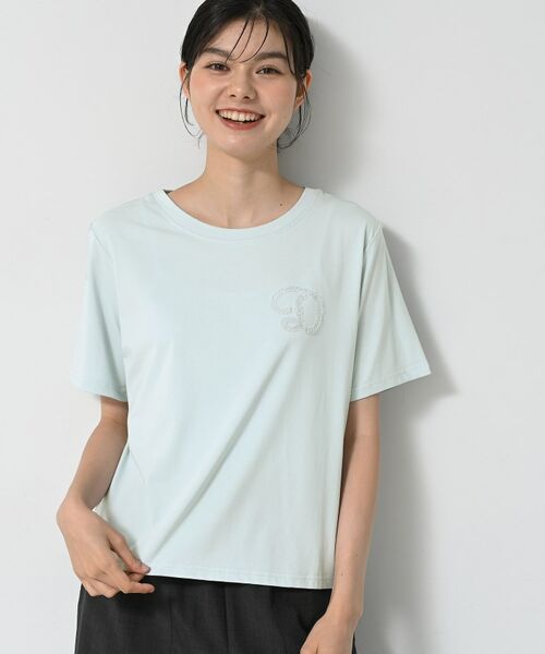 Dessin / デッサン Tシャツ | 【洗える】チュール刺繍Tシャツ(サックスブルー(090))