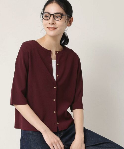 Dessin / デッサン ニット・セーター | 【UVカット/洗える】2WAY五分袖カーディガン(ボルドー(064))