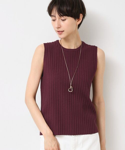 Dessin / デッサン ニット・セーター | 【洗える】リブノースリーブニット(ボルドー(064))