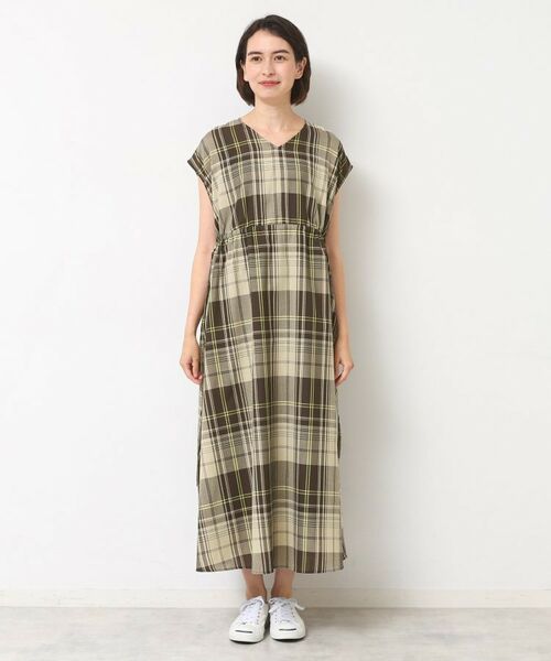 Dessin / デッサン ロング・マキシ丈ワンピース | 【リンクコーデ・洗える】ウエストドロスト付きチェック柄ワンピース | 詳細13