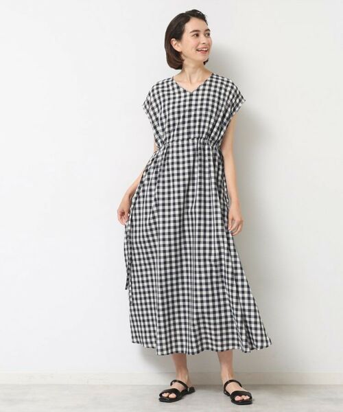 Dessin / デッサン ロング・マキシ丈ワンピース | 【リンクコーデ・洗える】ウエストドロスト付きチェック柄ワンピース | 詳細5