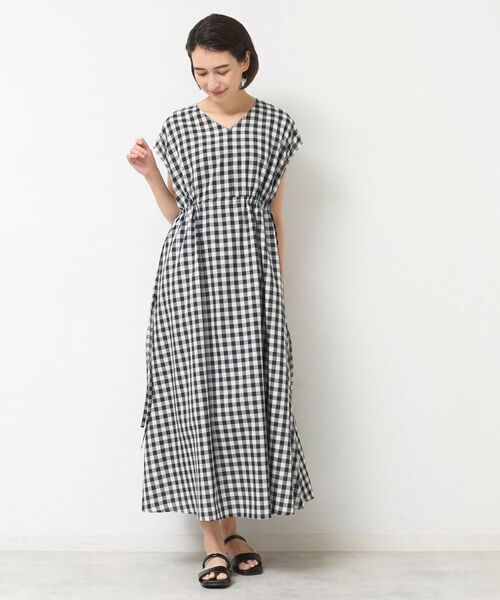 Dessin / デッサン ロング・マキシ丈ワンピース | 【リンクコーデ・洗える】ウエストドロスト付きチェック柄ワンピース | 詳細6