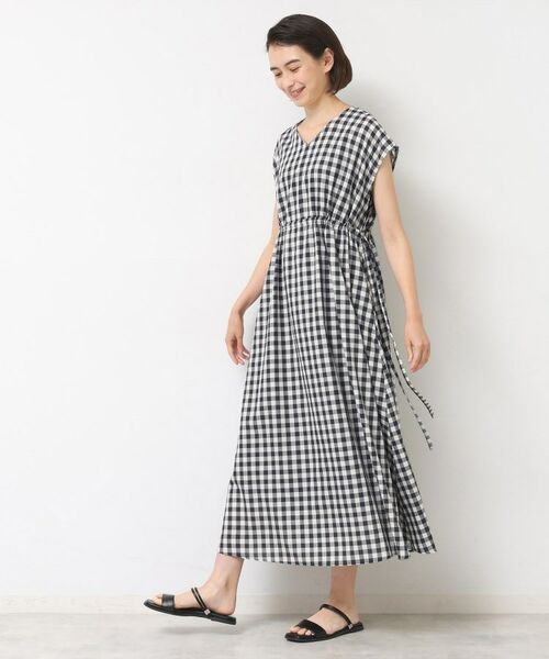 Dessin / デッサン ロング・マキシ丈ワンピース | 【リンクコーデ・洗える】ウエストドロスト付きチェック柄ワンピース | 詳細7
