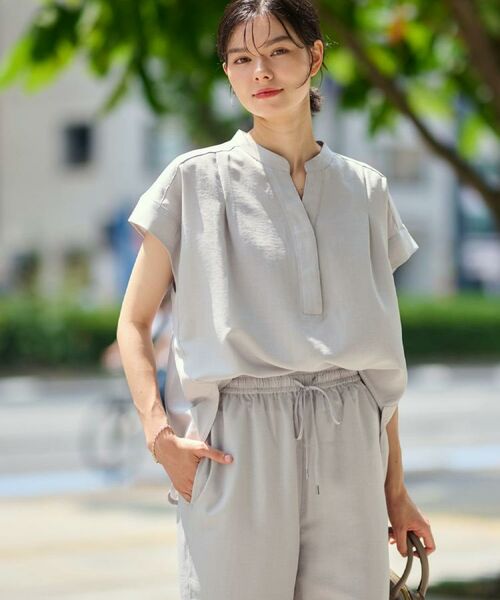 Dessin / デッサン セットアップ | 【2点セット/ウエストゴム/洗える】スキッパ―シャツ＆ストレートパンツセット | 詳細14