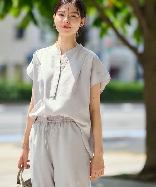 Dessin / デッサン セットアップ | 【2点セット/ウエストゴム/洗える】スキッパ―シャツ＆ストレートパンツセット | 詳細15