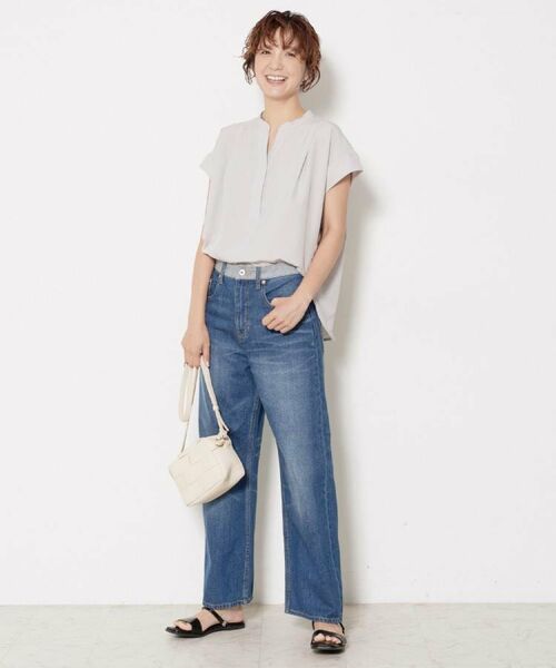 Dessin / デッサン セットアップ | 【2点セット/ウエストゴム/洗える】スキッパ―シャツ＆ストレートパンツセット | 詳細2